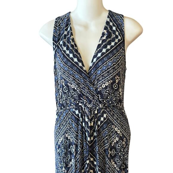 Motherhood Maternity Womens Small Blue and White Geometric Maxi Dress - Picture 5 of 8